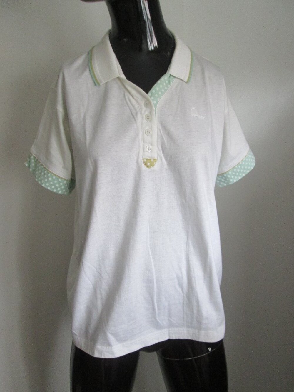 Head 100% cotton white polka dot trim T-shirt